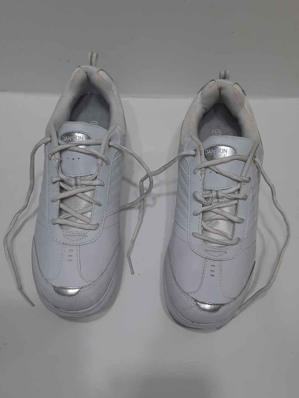 Danskin White and Silver Casual Lace-Up Sneakers